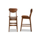Baxton Studio Katya Mid-Century Modern Walnut Brown Finished Wood 2-Piece Bar Stool Set WHI-RH378BP-Walnut Bent Seat-BS-2PK