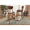 Baxton Studio Katya Mid-Century Modern Walnut Brown Finished Wood 2-Piece Bar Stool Set WHI-RH378BP-Walnut Bent Seat-BS-2PK