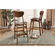 Baxton Studio Katya Mid-Century Modern Walnut Brown Finished Wood 2-Piece Bar Stool Set WHI-RH378BP-Walnut Bent Seat-BS-2PK