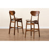 Baxton Studio Katya Mid-Century Modern Walnut Brown Finished Wood 2-Piece Bar Stool Set WHI-RH378BP-Walnut Bent Seat-BS-2PK
