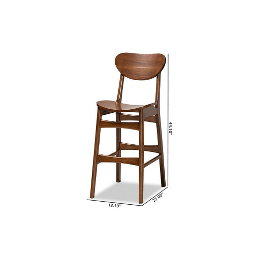 Baxton Studio Katya Mid-Century Modern Walnut Brown Finished Wood 2-Piece Bar Stool Set
