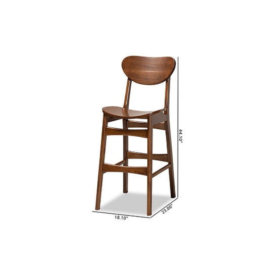 Baxton Studio Katya Mid-Century Modern Walnut Brown Finished Wood 2-Piece Bar Stool Set
