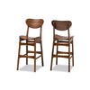 Baxton Studio Katya Mid-Century Modern Walnut Brown Finished Wood 2-Piece Bar Stool Set WHI-RH378BP-Walnut Bent Seat-BS-2PK