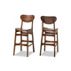 Baxton Studio Katya Mid-Century Modern Walnut Brown Finished Wood 2-Piece Bar Stool Set WHI-RH378BP-Walnut Bent Seat-BS-2PK
