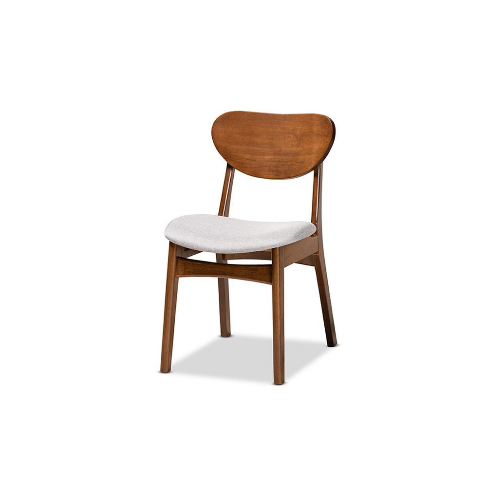 Baxton Studio Katya Mid-Century Modern Grey Fabric Upholstered and Walnut Brown Finished Wood 5-Piece Dining Set