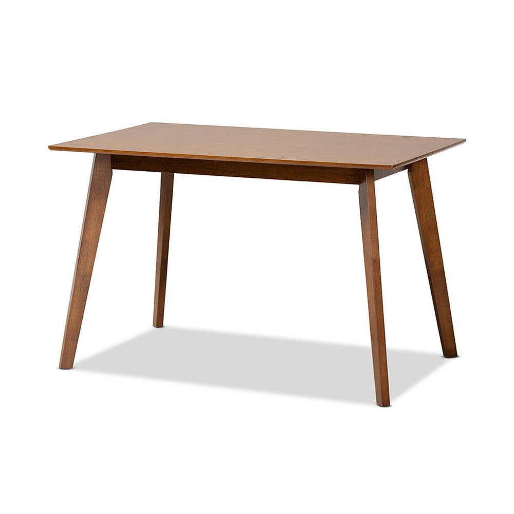 Baxton Studio Katya Mid-Century Modern Grey Fabric Upholstered and Walnut Brown Finished Wood 5-Piece Dining Set