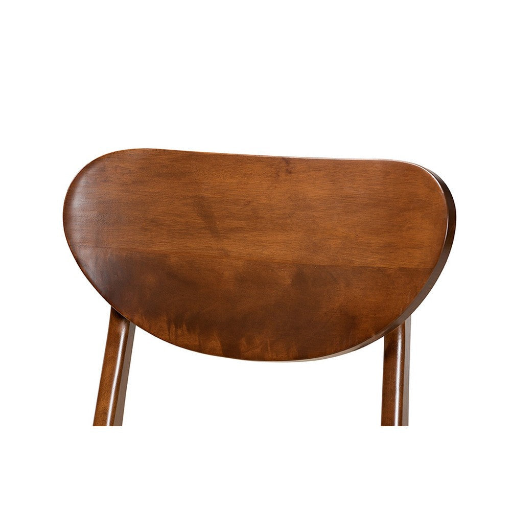 Baxton Studio Katya Mid-Century Modern Sand Fabric Upholstered and Walnut Brown Finished Wood 5-Piece Dining Set