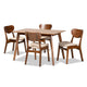 Baxton Studio Katya Mid-Century Modern Sand Fabric Upholstered and Walnut Brown Finished Wood 5-Piece Dining Set