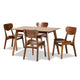 Baxton Studio Katya Mid-Century Modern Walnut Brown Finished Wood 5-Piece Dining Set WHI-RH378C-Walnut-5PC-Dining-Set