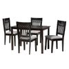 Baxton Studio Genesis Modern Grey Fabric and Dark Brown Finished Wood 5-Piece Dining Set