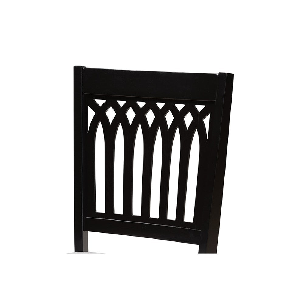 Baxton Studio Genesis Modern Grey Fabric and Dark Brown Finished Wood 5-Piece Dining Set