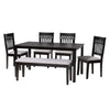 Baxton Studio Genesis Modern Grey Fabric and Dark Brown Finished Wood 6-Piece Dining Set
