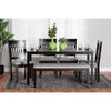 Baxton Studio Genesis Modern Grey Fabric and Dark Brown Finished Wood 6-Piece Dining Set