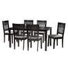 Baxton Studio Genesis Modern Grey Fabric and Dark Brown Finished Wood 7-Piece Dining Set