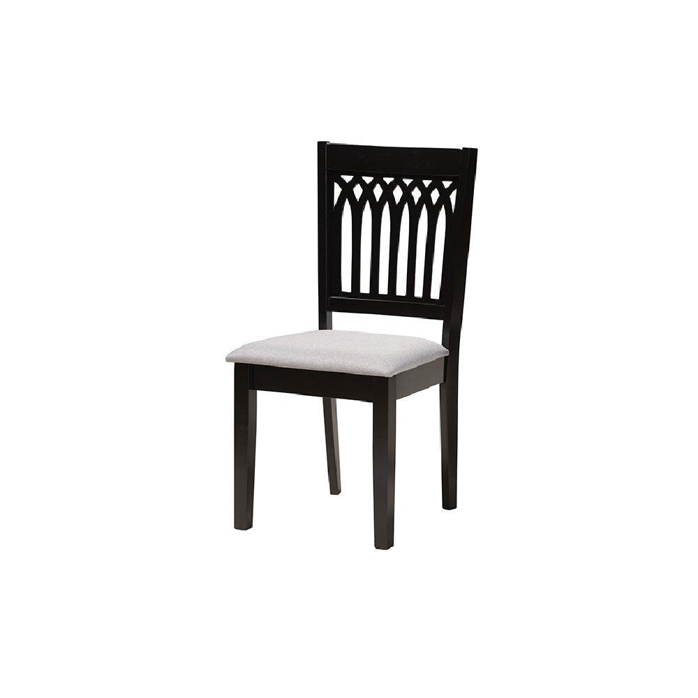 Baxton Studio Genesis Modern Grey Fabric and Dark Brown Finished Wood 7-Piece Dining Set