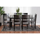 Baxton Studio Genesis Modern Grey Fabric and Dark Brown Finished Wood 7-Piece Dining Set