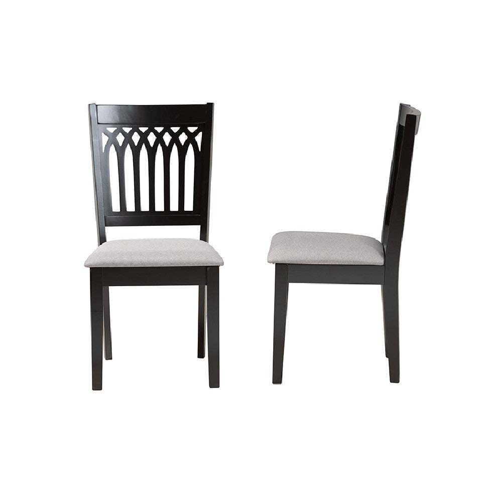 Baxton Studio Genesis Modern Grey Fabric and Dark Brown Finished Wood 2-Piece Dining Chair Set WHI-RH389C-Grey-Dark-Brown-DC-2PK