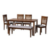 Baxton Studio Genesis Modern Grey Fabric and Walnut Brown Finished Wood 6-Piece Dining Set WHI-RH389C-Grey-Walnut-6PC-Dining-Set