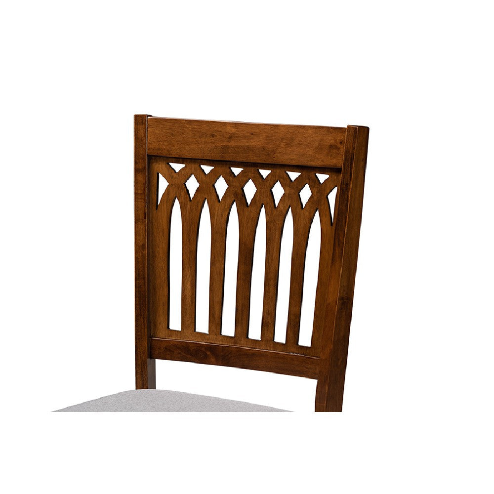 Baxton Studio Genesis Modern Grey Fabric and Walnut Brown Finished Wood 6-Piece Dining Set WHI-RH389C-Grey-Walnut-6PC-Dining-Set