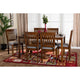 Baxton Studio Genesis Modern Grey Fabric and Walnut Brown Finished Wood 7-Piece Dining Set WHI-RH389C-Grey-Walnut-7PC-Dining-Set