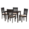 Baxton Studio Genesis Modern Beige Fabric and Dark Brown Finished Wood 5-Piece Dining Set