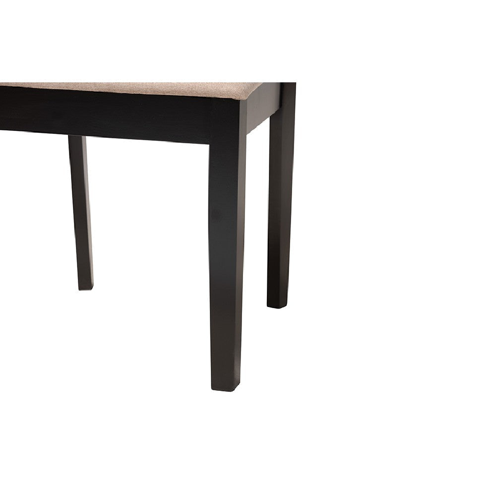 Baxton Studio Genesis Modern Beige Fabric and Dark Brown Finished Wood 5-Piece Dining Set