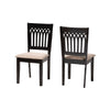Baxton Studio Genesis Modern Beige Fabric and Dark Brown Finished Wood 2-Piece Dining Chair Set WHI-RH389C-Sand-Dark-Brown-DC-2PK