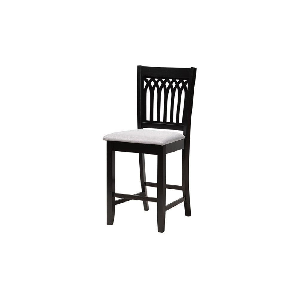 Baxton Studio Genesis Modern Grey Fabric and Dark Brown Finished Wood 5-Piece Pub Set WHI-RH389P-Grey-Dark-Brown-5PC-Pub-Set