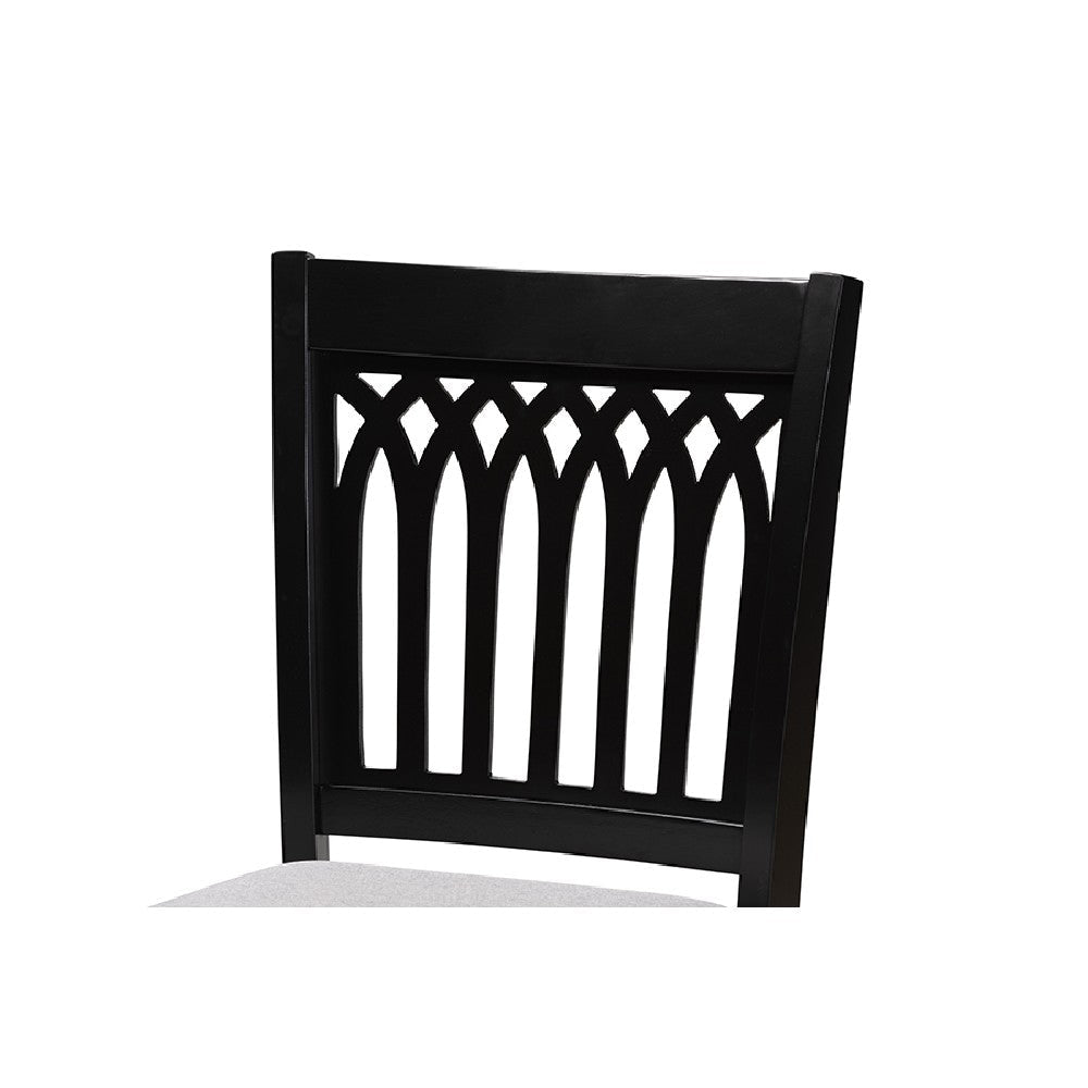 Baxton Studio Genesis Modern Grey Fabric and Dark Brown Finished Wood 5-Piece Pub Set WHI-RH389P-Grey-Dark-Brown-5PC-Pub-Set