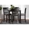 Baxton Studio Genesis Modern Grey Fabric and Dark Brown Finished Wood 5-Piece Pub Set WHI-RH389P-Grey-Dark-Brown-5PC-Pub-Set