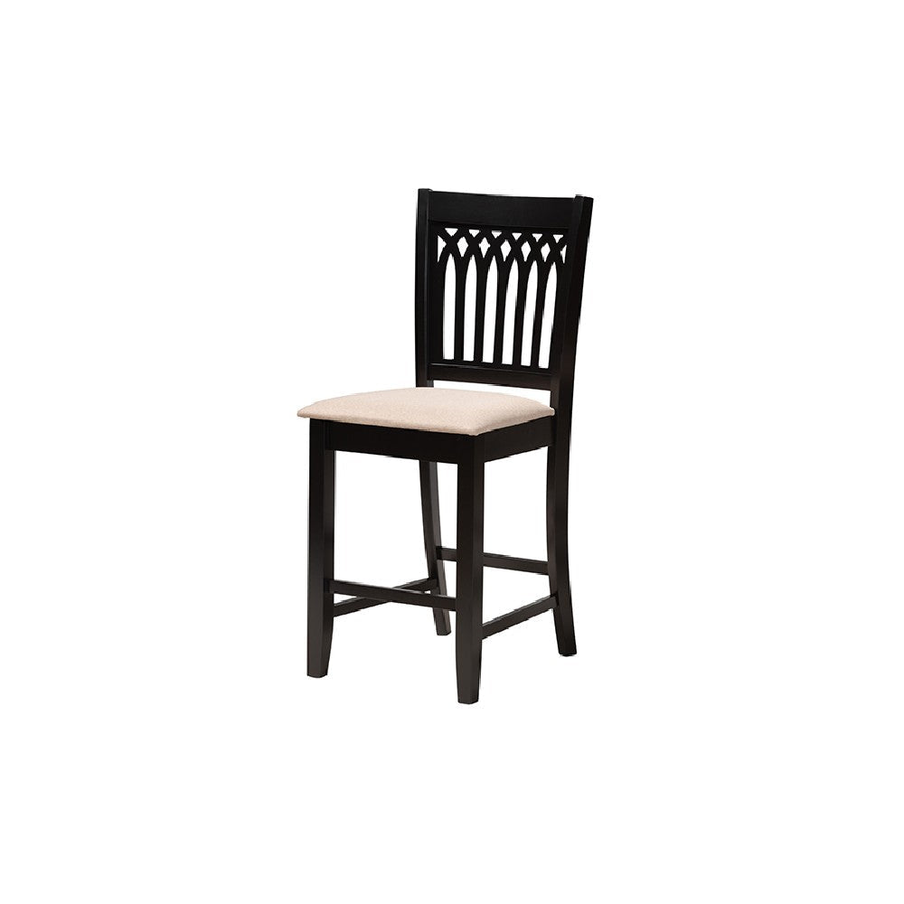 Baxton Studio Genesis Modern Beige Fabric and Dark Brown Finished Wood 5-Piece Pub Set WHI-RH389P-Sand-Dark-Brown-5PC-Pub-Set