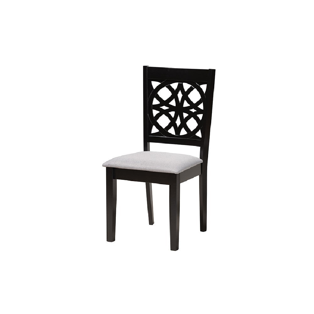 Baxton Studio Abigail Modern Grey Fabric and Dark Brown Finished Wood 5-Piece Dining Set