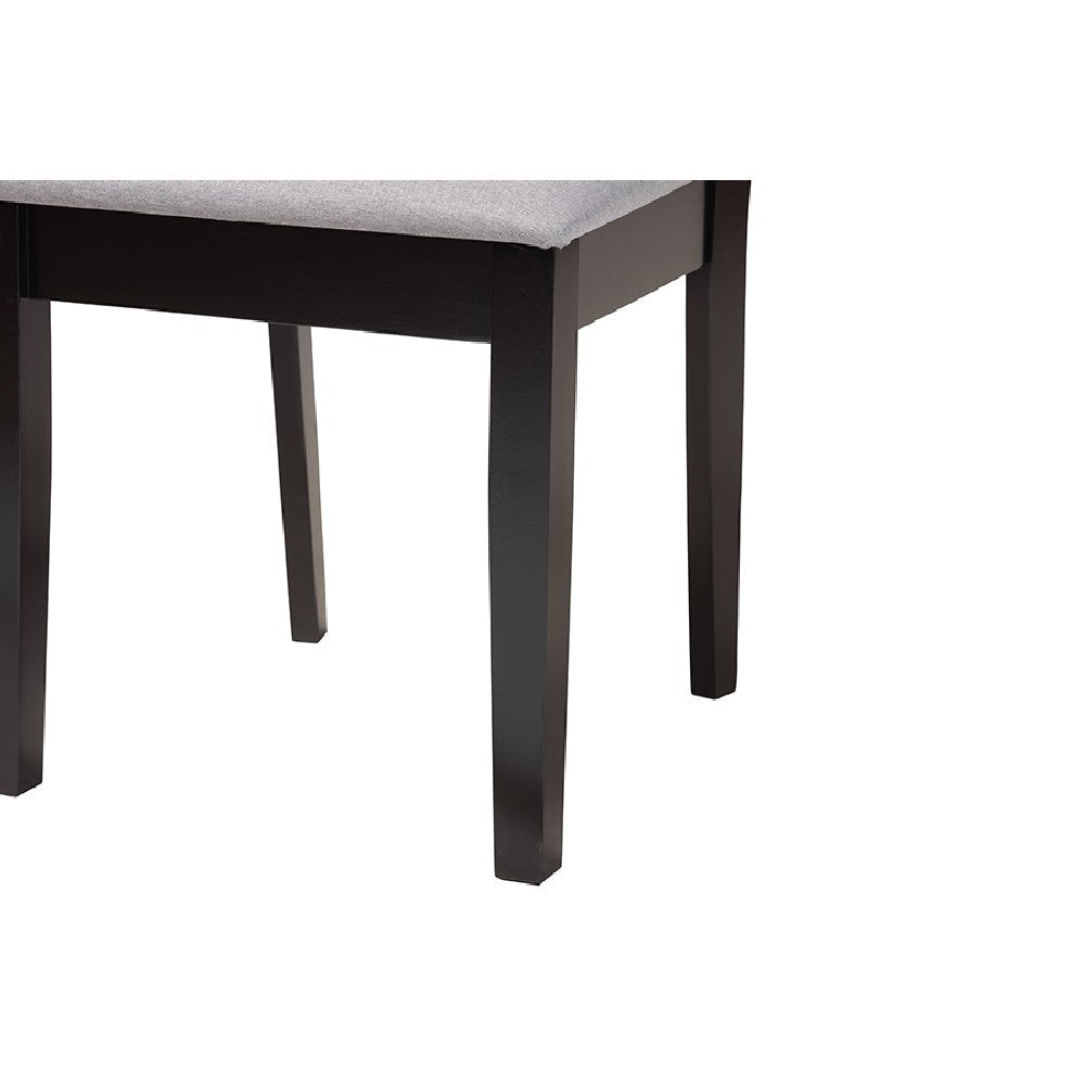 Baxton Studio Abigail Modern Grey Fabric and Dark Brown Finished Wood 5-Piece Dining Set