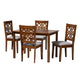 Baxton Studio Abigail Modern Grey Fabric and Walnut Brown Finished Wood 5-Piece Dining Set