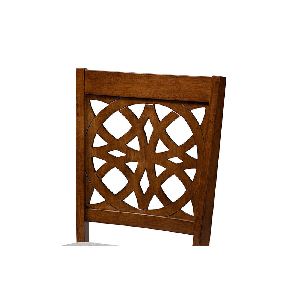Baxton Studio Abigail Modern Grey Fabric and Walnut Brown Finished Wood 5-Piece Dining Set