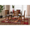 Baxton Studio Abigail Modern Grey Fabric and Walnut Brown Finished Wood 5-Piece Dining Set