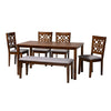 Baxton Studio Abigail Modern Grey Fabric and Walnut Brown Finished Wood 6-Piece Dining Set
