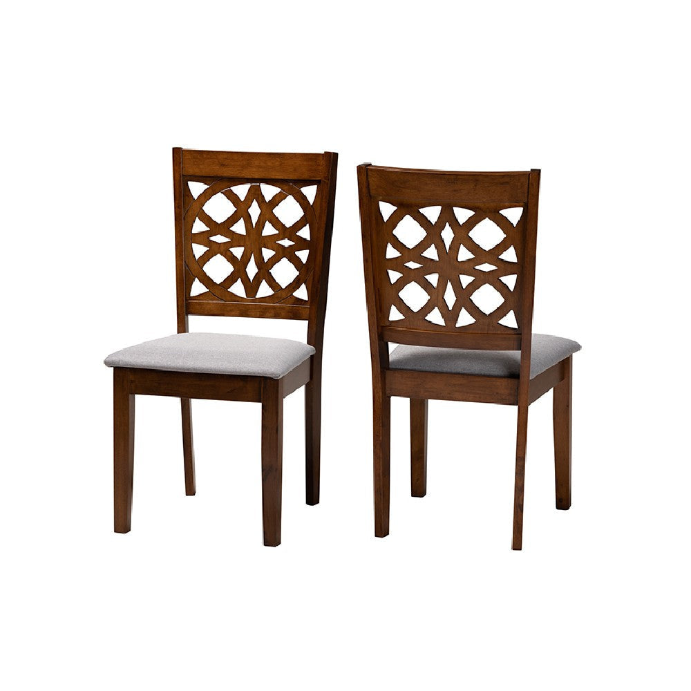 Baxton Studio Abigail Modern Grey Fabric and Walnut Brown Finished Wood 2-Piece Dining Chair Set WHI-RH391C-Grey-Walnut-DC-2PK