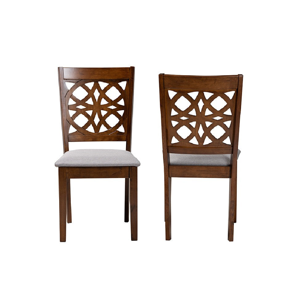 Baxton Studio Abigail Modern Grey Fabric and Walnut Brown Finished Wood 2-Piece Dining Chair Set WHI-RH391C-Grey-Walnut-DC-2PK