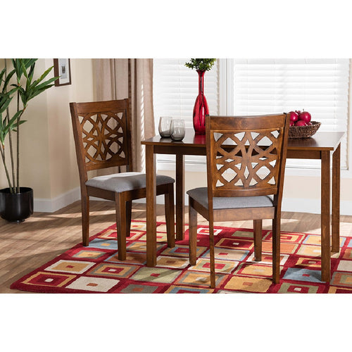 Baxton Studio Abigail Modern Grey Fabric and Walnut Brown Finished Wood 2-Piece Dining Chair Set