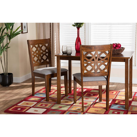 Baxton Studio Abigail Modern Grey Fabric and Walnut Brown Finished Wood 2-Piece Dining Chair Set