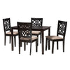 Baxton Studio Abigail Modern Beige Fabric and Dark Brown Finished Wood 5-Piece Dining Set