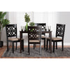 Baxton Studio Abigail Modern Beige Fabric and Dark Brown Finished Wood 5-Piece Dining Set