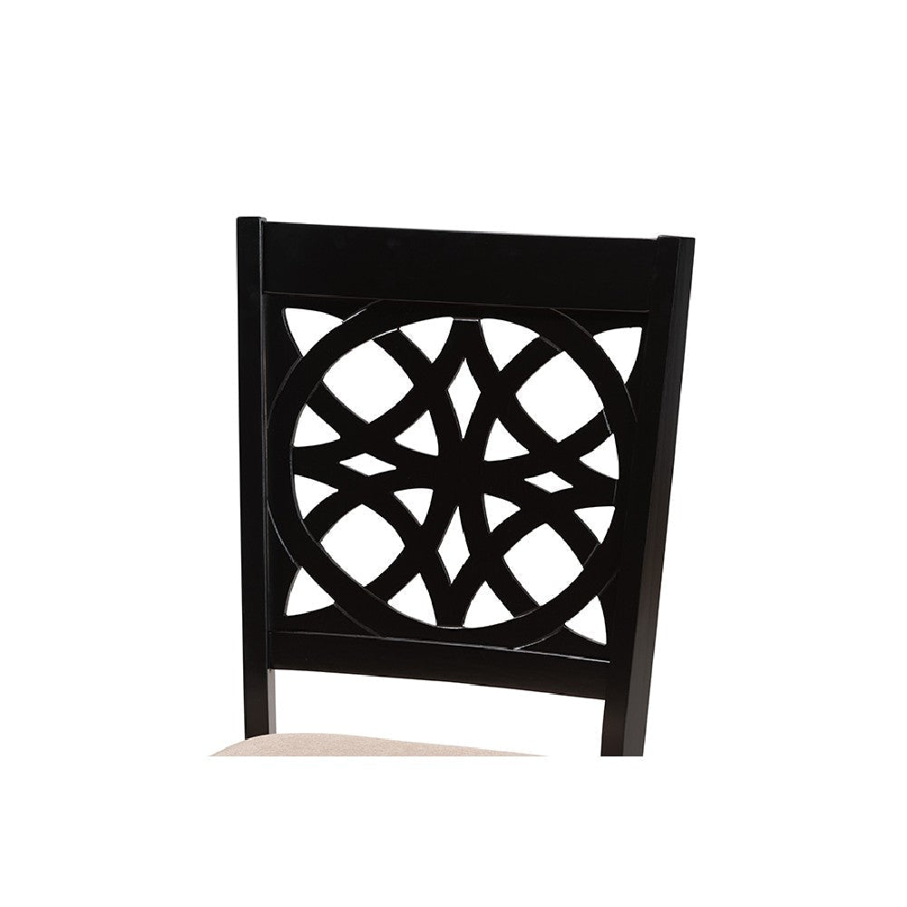 Baxton Studio Abigail Modern Beige Fabric and Dark Brown Finished Wood 5-Piece Dining Set