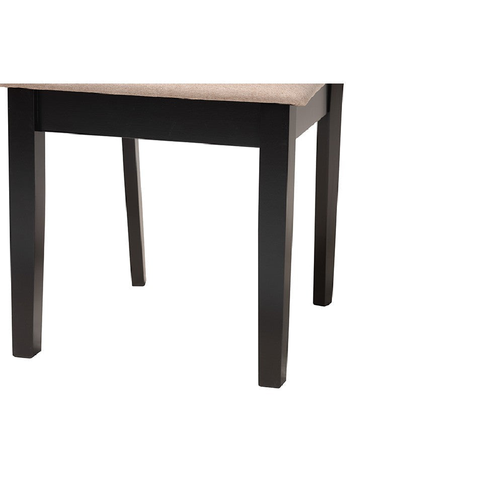 Baxton Studio Abigail Modern Beige Fabric and Dark Brown Finished Wood 5-Piece Dining Set