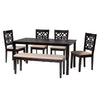 Baxton Studio Abigail Modern Beige Fabric and Dark Brown Finished Wood 6-Piece Dining Set