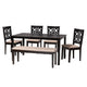 Baxton Studio Abigail Modern Beige Fabric and Dark Brown Finished Wood 6-Piece Dining Set