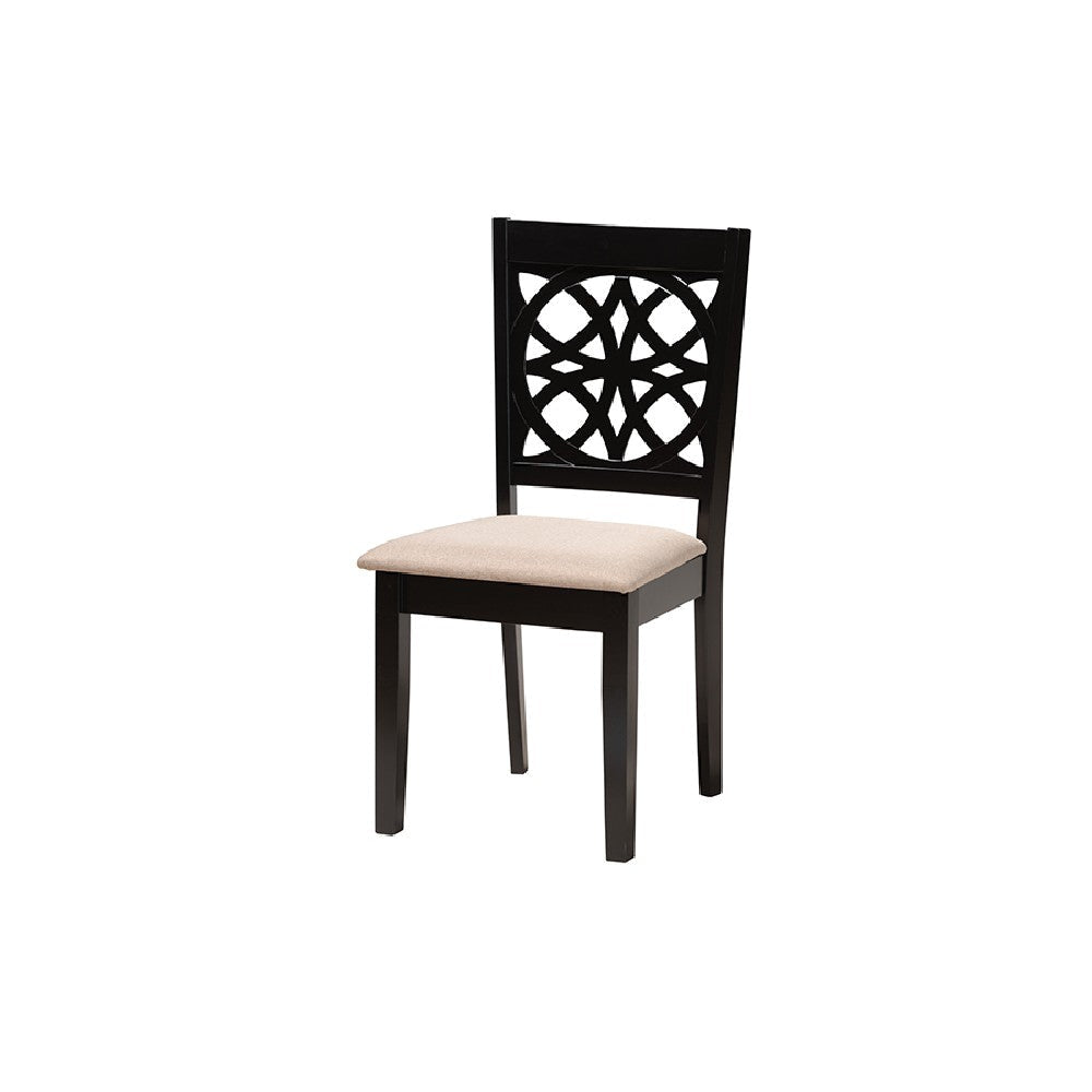 Baxton Studio Abigail Modern Beige Fabric and Dark Brown Finished Wood 6-Piece Dining Set