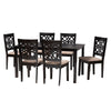 Baxton Studio Abigail Modern Beige Fabric and Dark Brown Finished Wood 7-Piece Dining Set