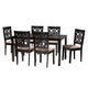 Baxton Studio Abigail Modern Beige Fabric and Dark Brown Finished Wood 7-Piece Dining Set